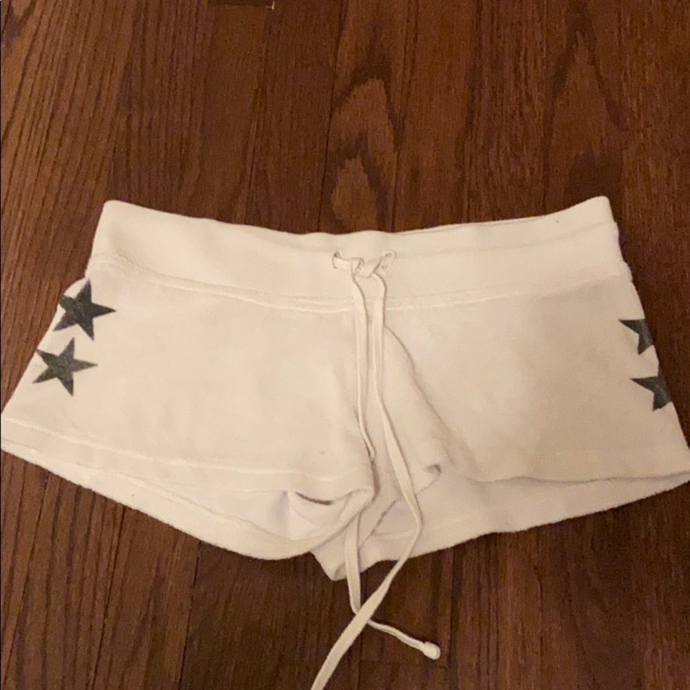 White Terrycloth Hardtail Shorts with Stars